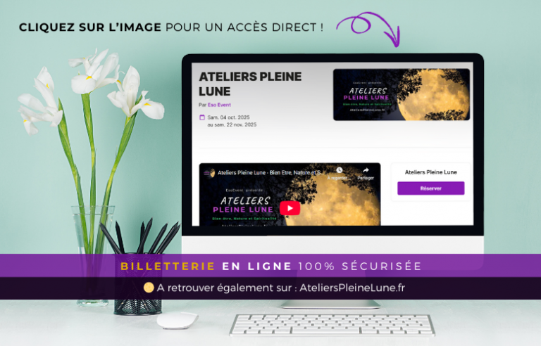 Bannière billetterie Ateliers Pleine Lune Evenements bien etre