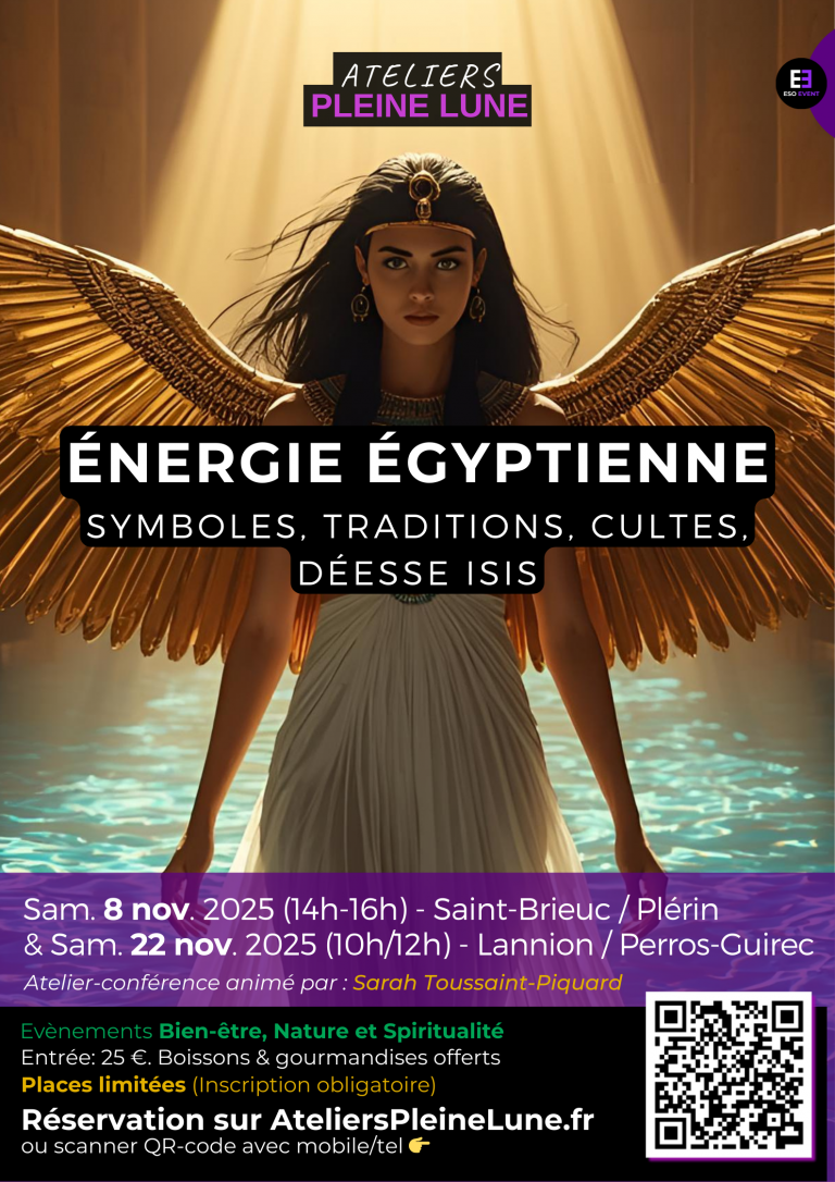 Affiche Energie egyptienne Ateliers Pleine Lune Sarah Toussaint Piquard