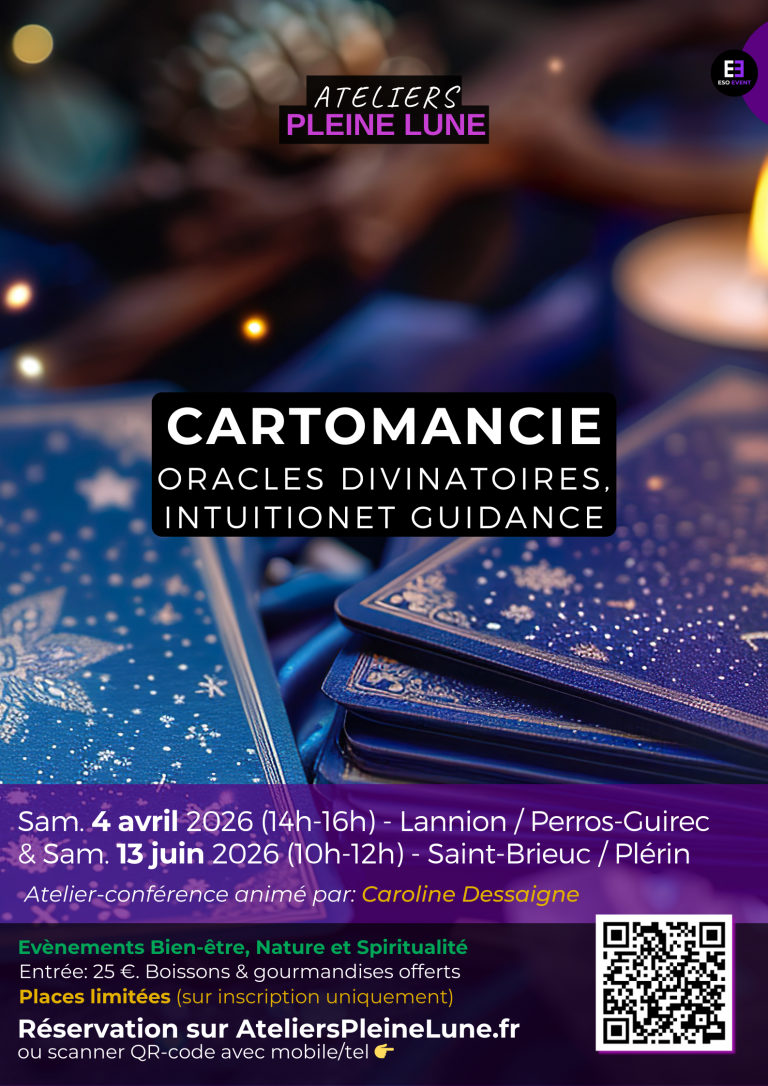 Affiche Cartomancie Caroline Dessaigne Ateliers Pleine Lune
