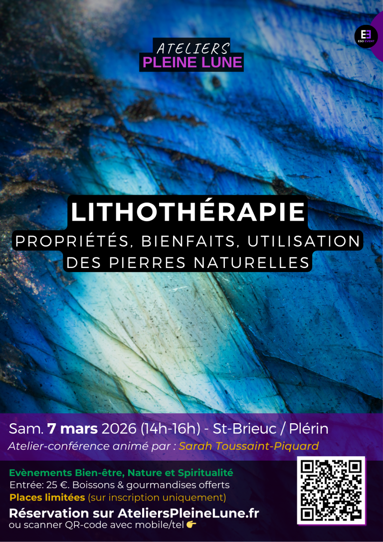 Affiche Lithotherapie Sarah Toussaint Piquard Ateliers Pleine Lune